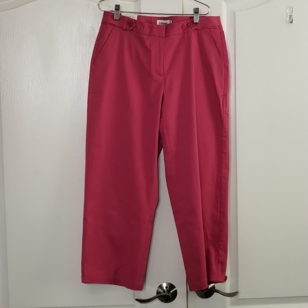 Ashworth women's size 8 gameday hot pink button ankle pants